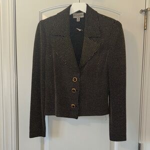 Vintage St. John Black and Gold Textured Blazer